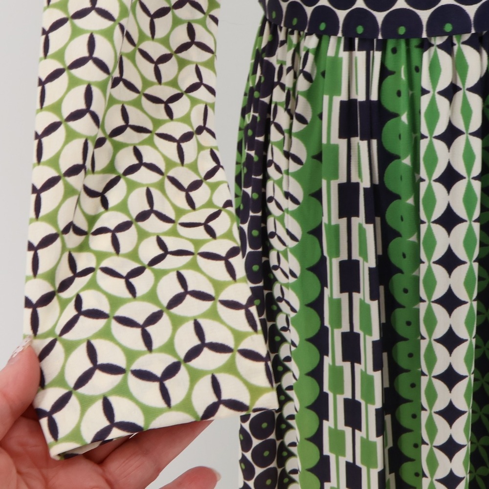 Vintage 70s Mary Martin Florida Geometric Maxi Dress Womens Mod Op Art Size 14 - Picture 11 of 13